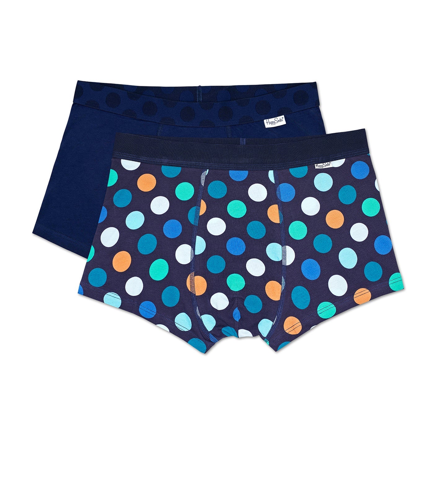 Brightly colored men's trunks featuring bold big dot patterns, included in a 2-pack for vibrant fun and comfortable fit.