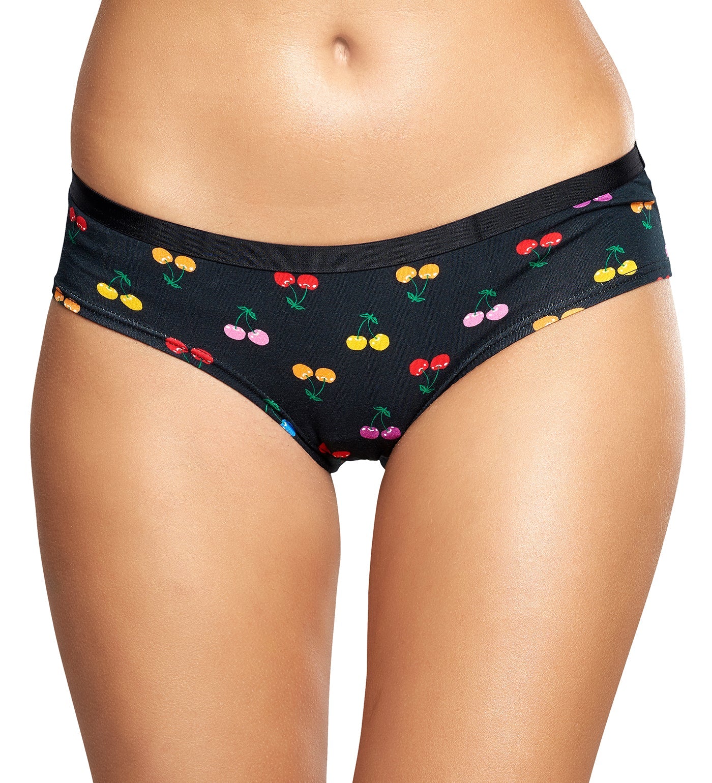 Bright red cherry-patterned hipster panties for women, featuring a comfortable fit and playful design by Happy Socks.