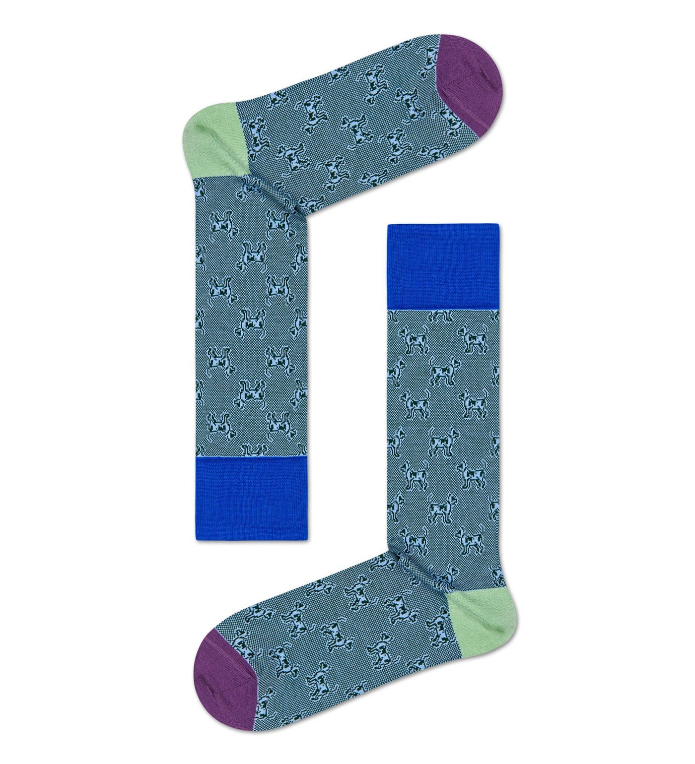 Men's Happy Socks Dressed Laika crew-length socks featuring colorful, playful space-themed patterns for a fun, stylish look.