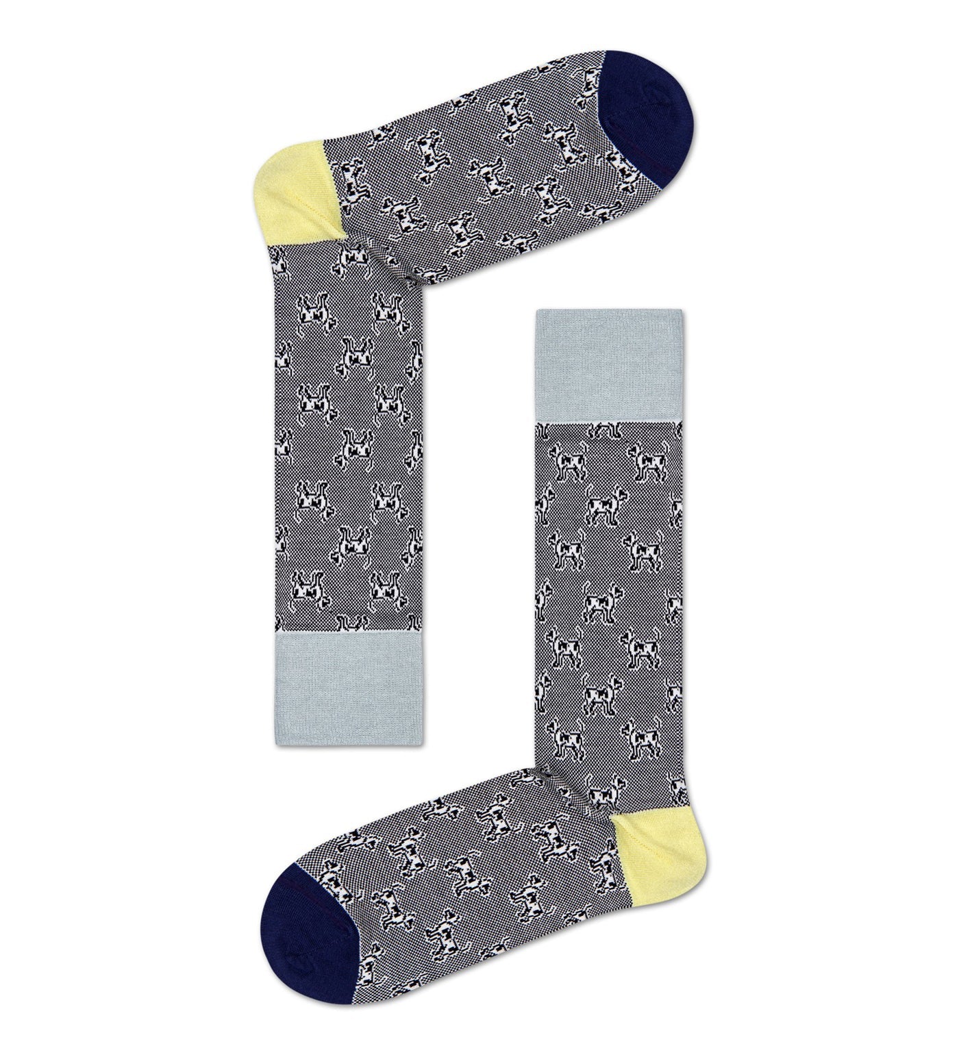 Men's Happy Socks Dressed Laika crew-length socks featuring colorful, playful space-themed patterns for a fun, stylish look.