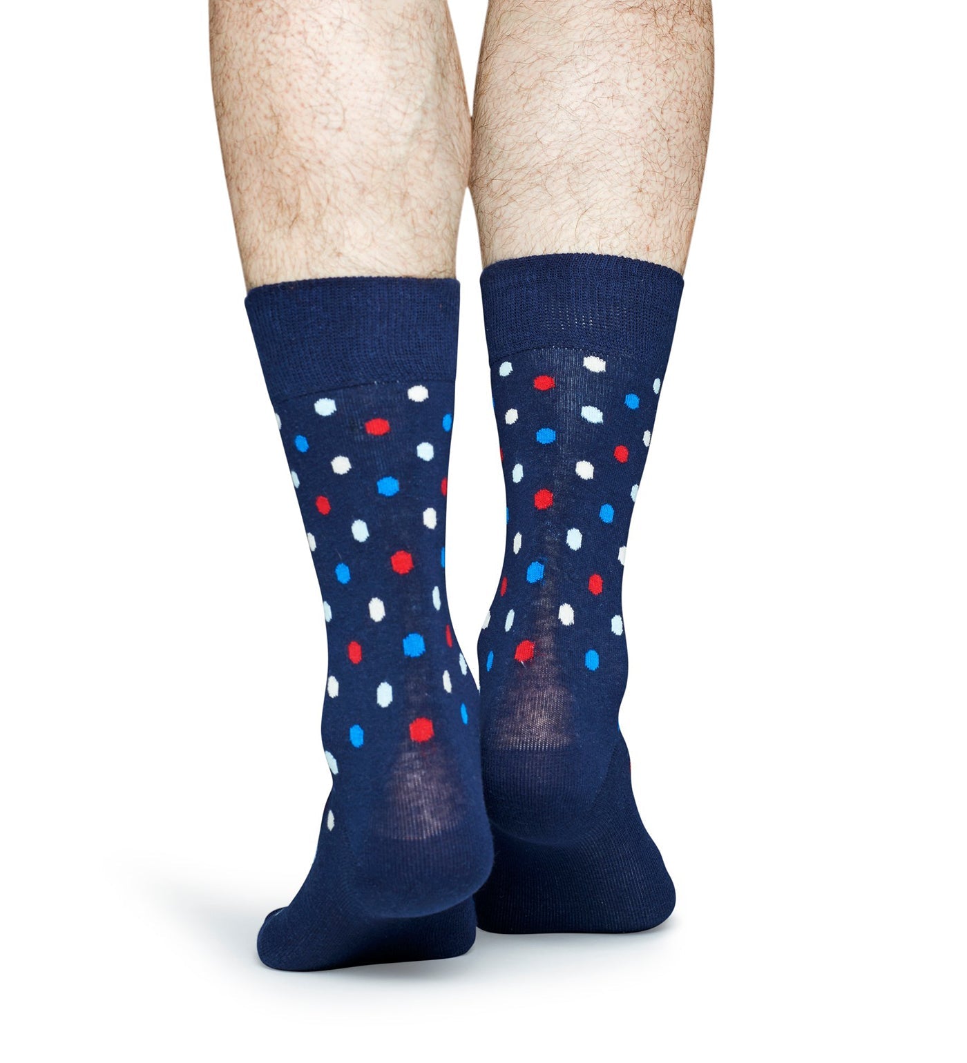 Colorful unisex dot crew socks by Happy Socks, suitable for women and men, featuring vibrant patterns and comfortable design.