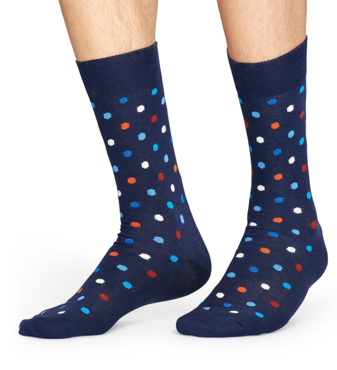 Colorful unisex dot crew socks by Happy Socks, suitable for women and men, featuring vibrant patterns and comfortable design.