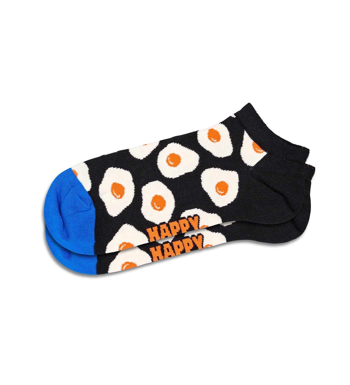 Colorful ankle length socks with playful sunny side up egg pattern, designed for both women and men.