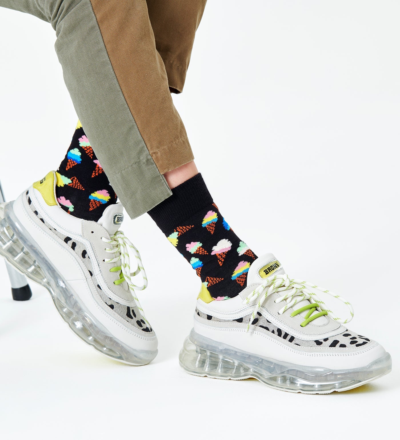 Happy Socks Unisex Ice Cream Crew Length Socks for Women and Men
