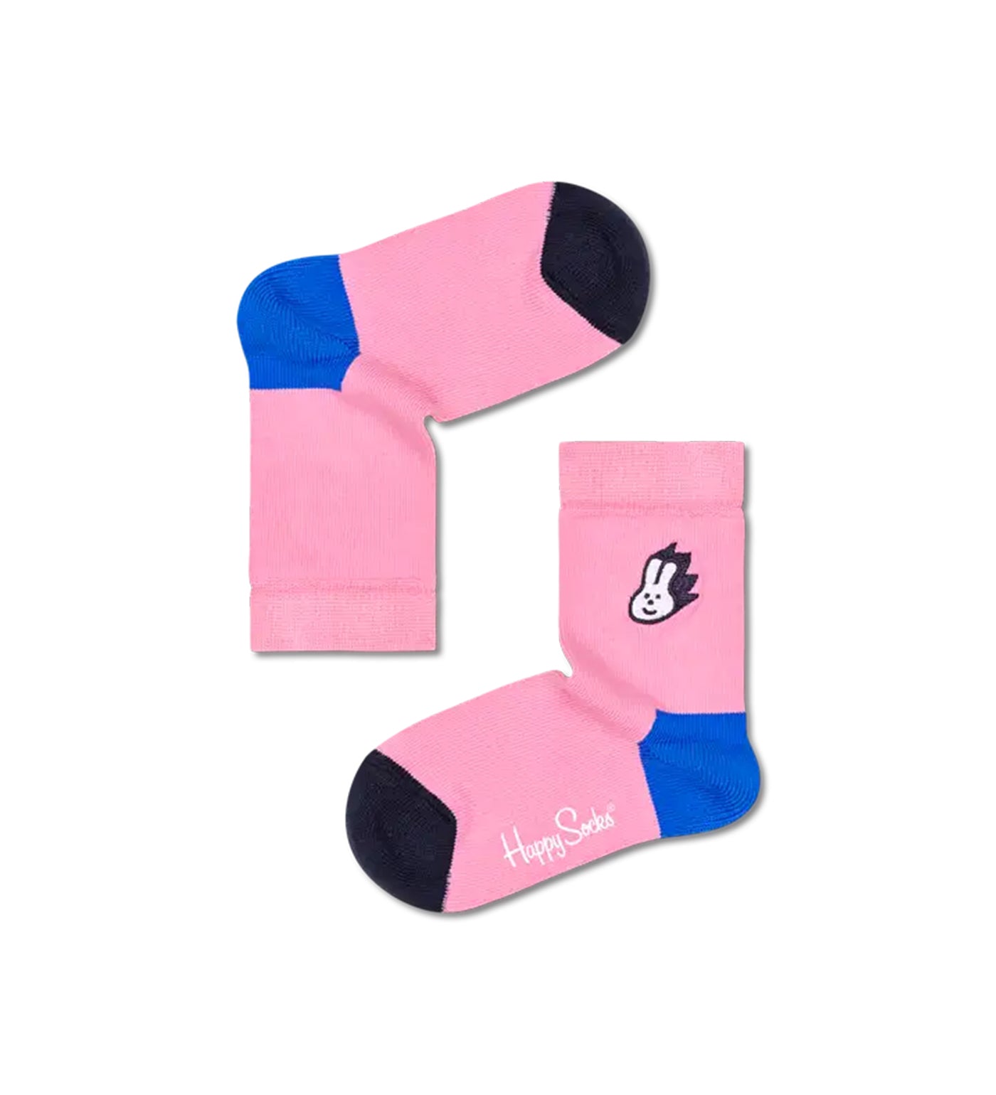 Colorful unisex crew socks featuring bunny embroidery design, perfect for kids' comfort and playful style.