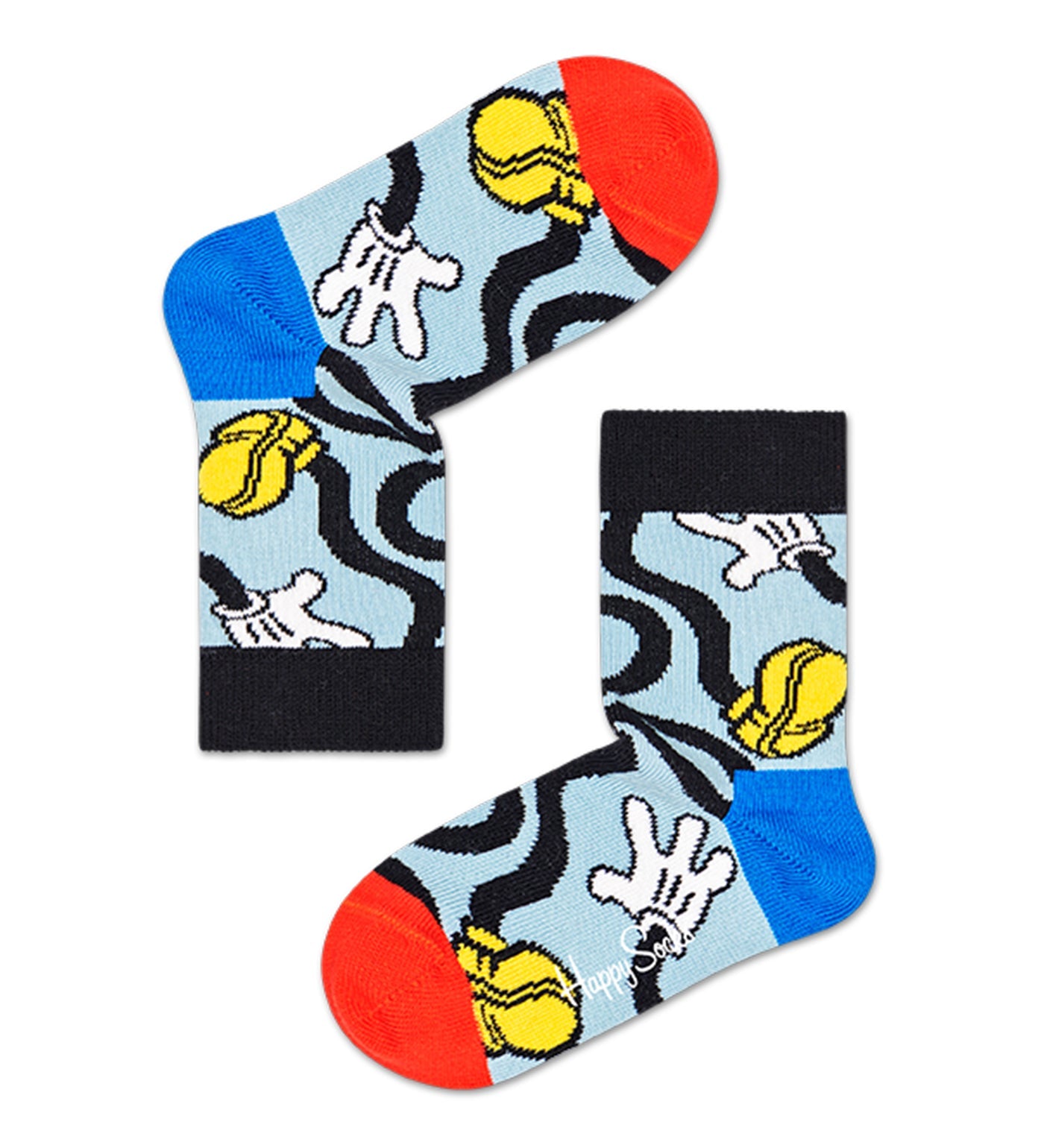Colorful Disney Mickey Mouse crew socks for kids, unisex design, comfortable fit, featuring iconic Mickey print.