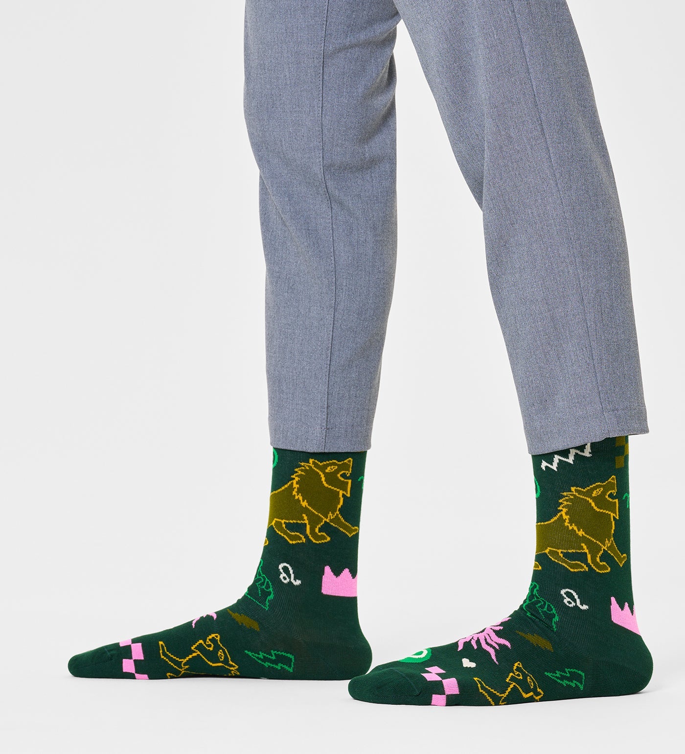 Happy Socks Unisex Leo Crew Length Socks for Women and Men