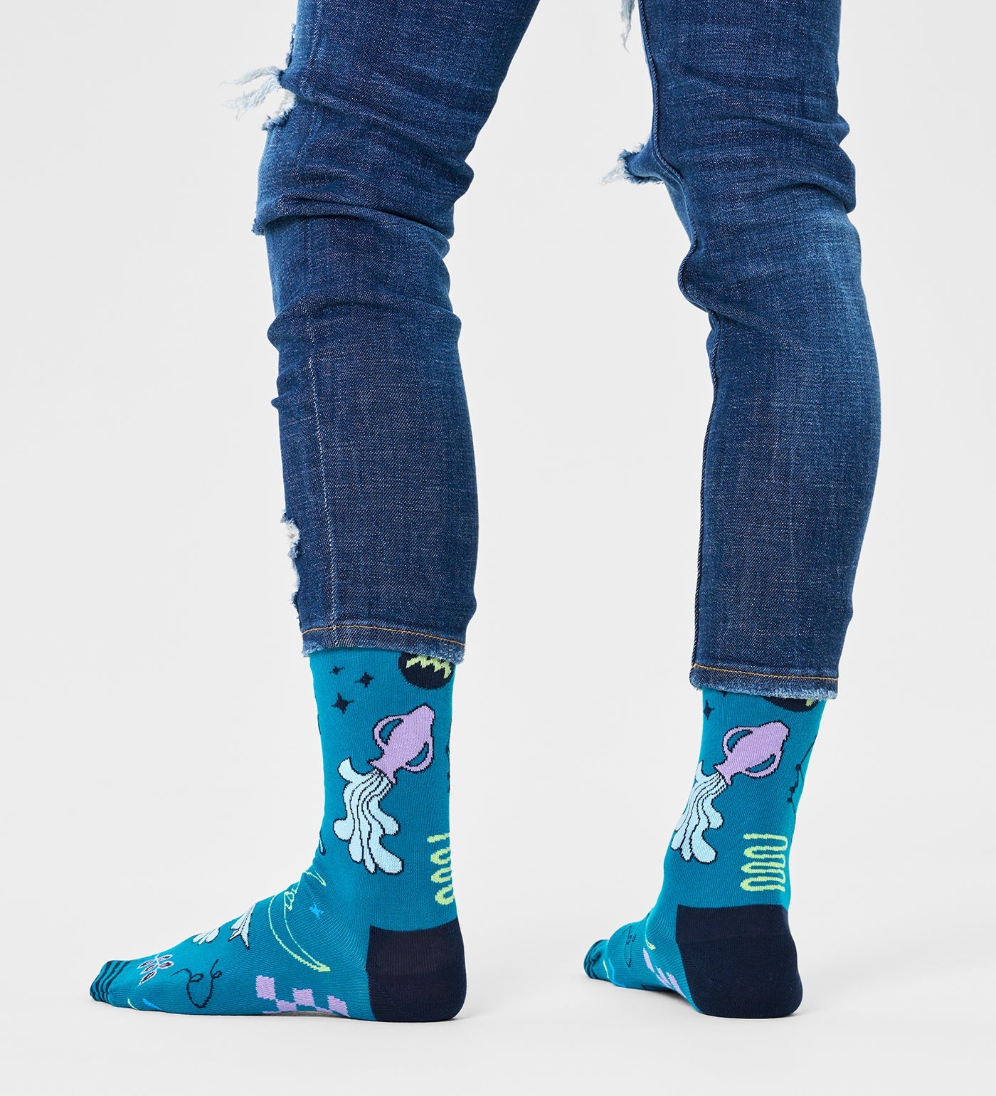 Happy Socks Unisex Aquarius Crew Length Socks for Women and Men