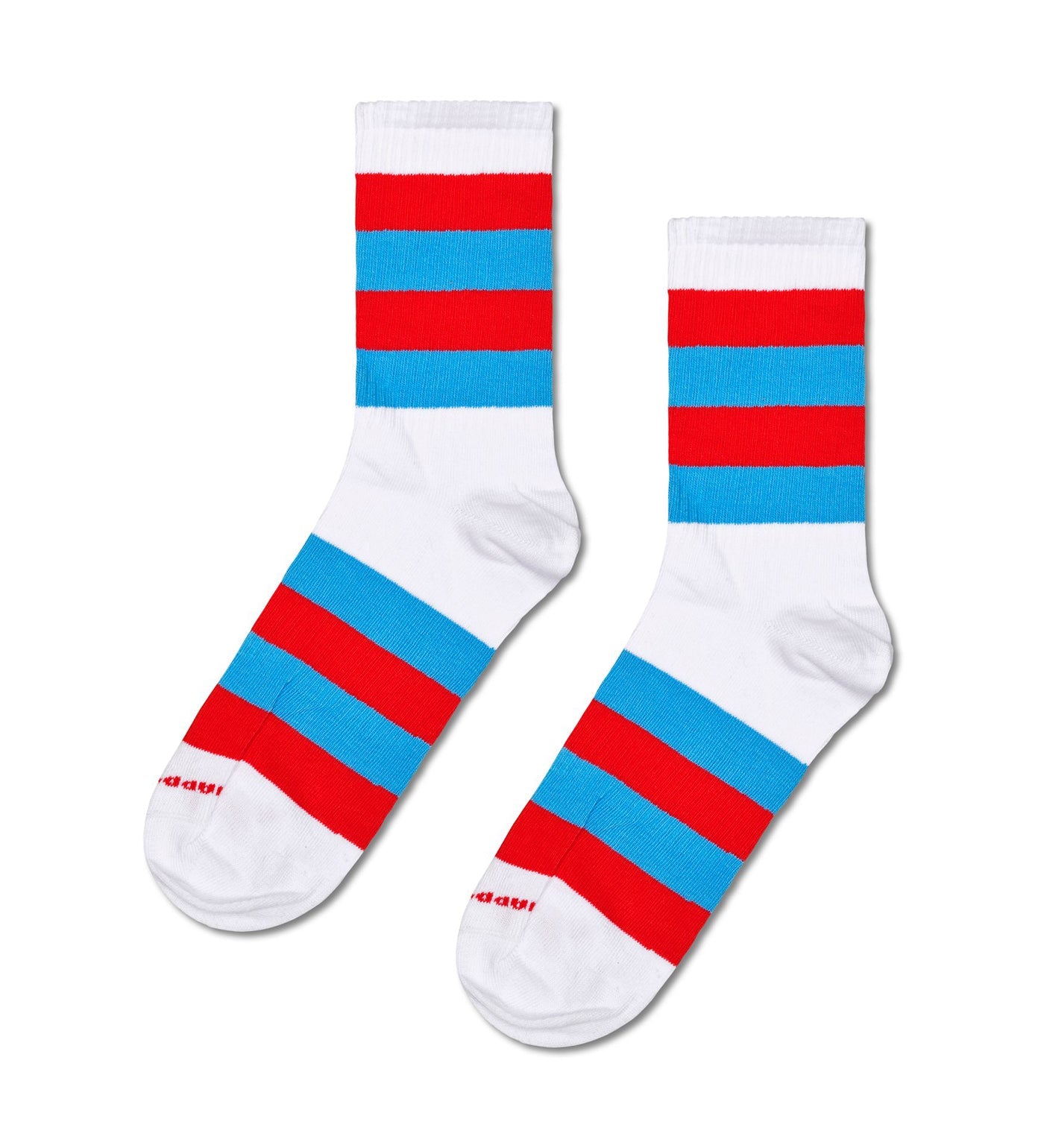 Bright, colorful unisex stripe calf-length socks by Happy Socks, suitable for women and men, featuring bold, playful patterns.