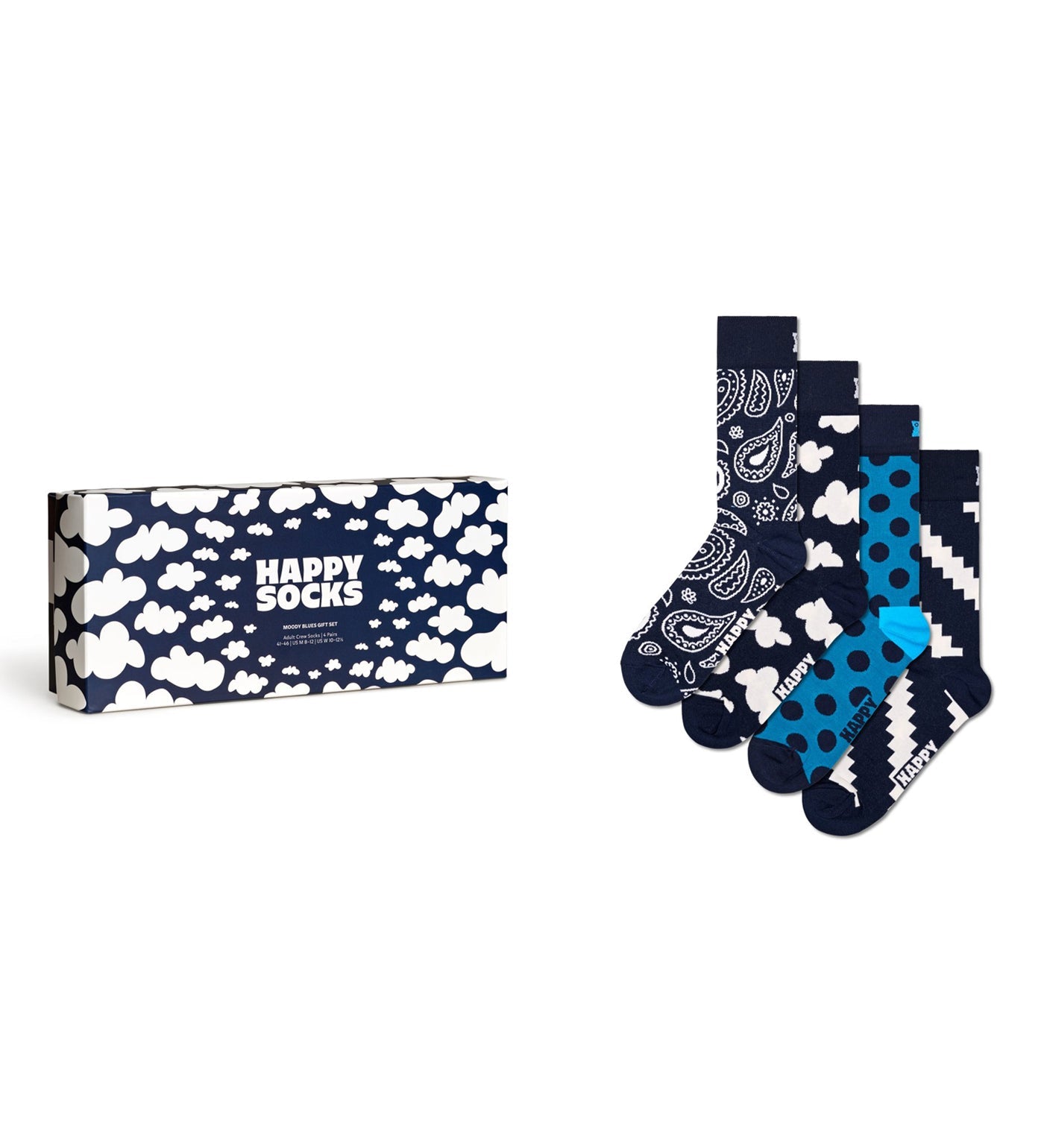 Colorful mood-inspired crew socks gift set for women and men, includes four pairs of stylish, comfortable socks.
