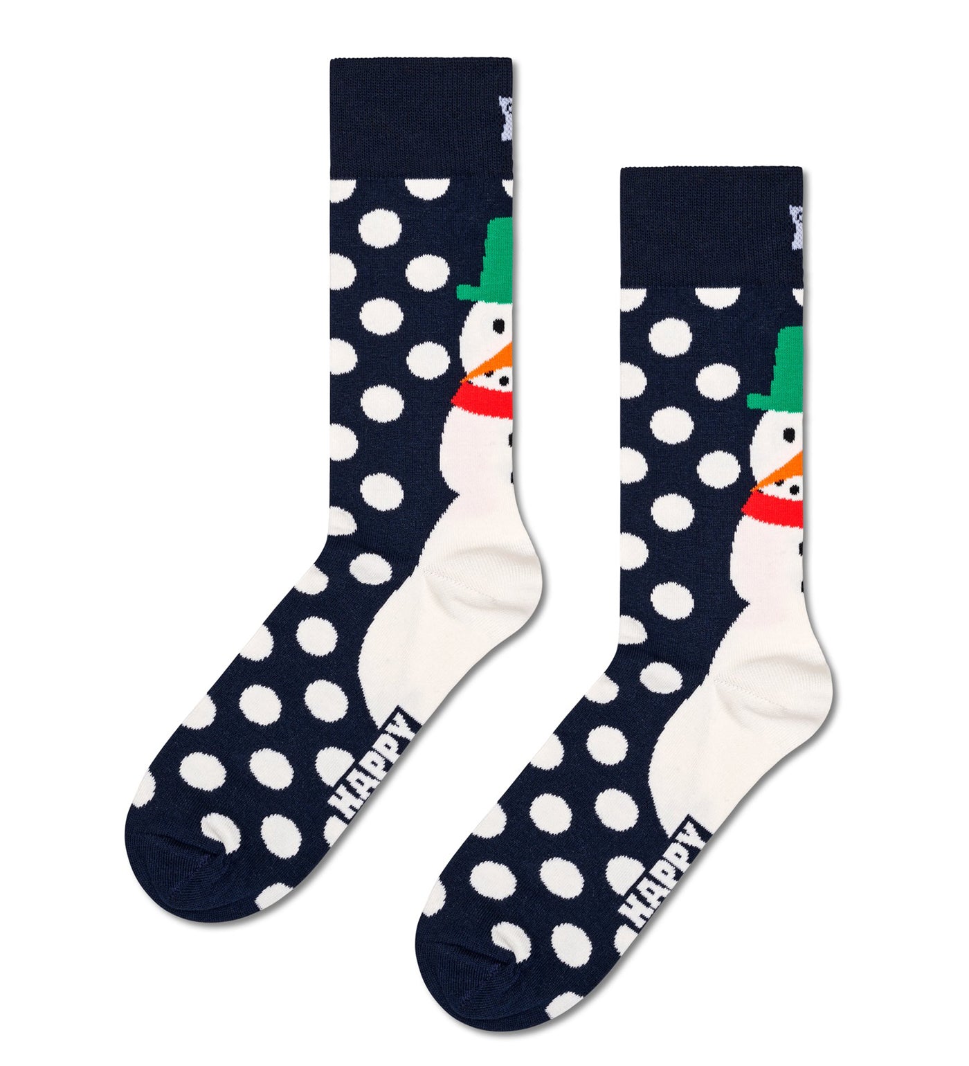 Three pairs of colorful snowman-themed crew socks in a gift set, suitable for women and men.