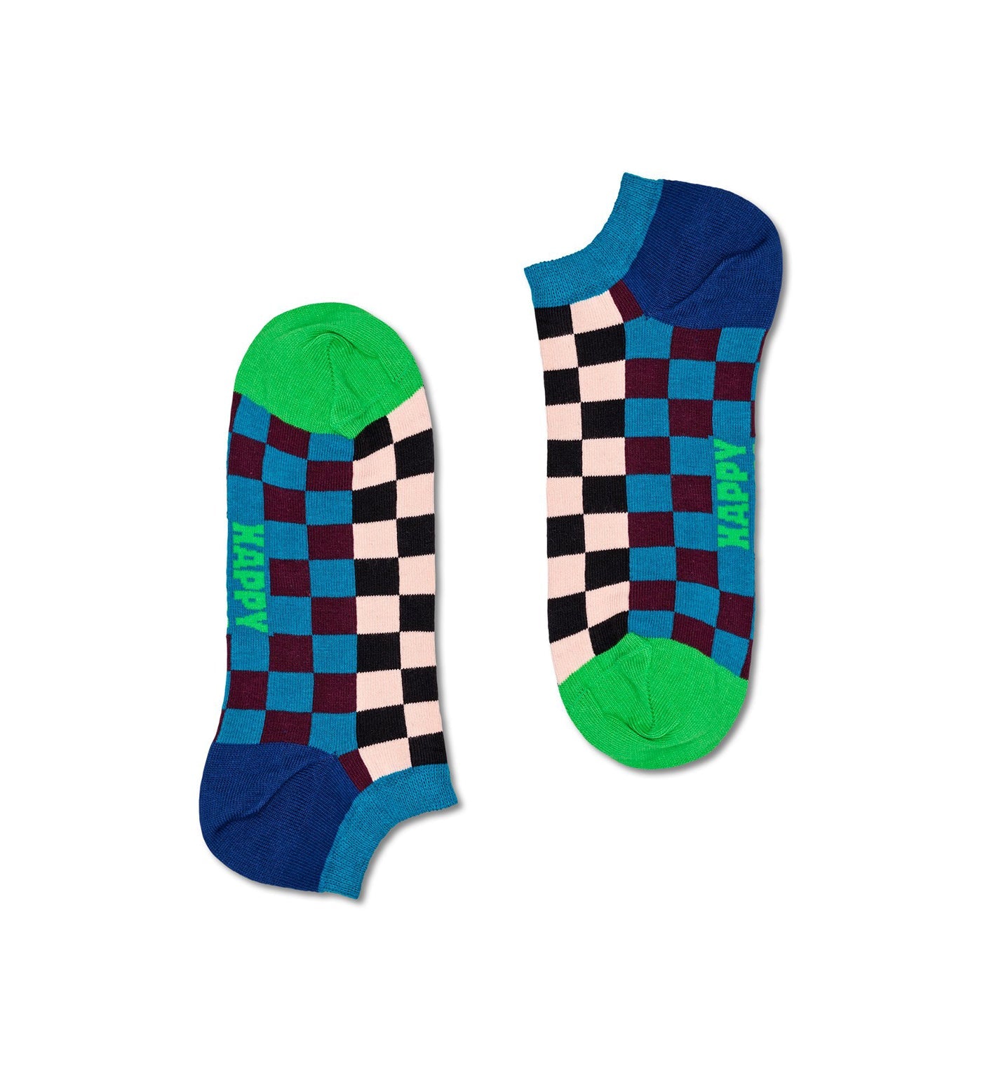 Classic black-and-white checkerboard ankle socks for women and men, perfect for bold, graphic style lovers.