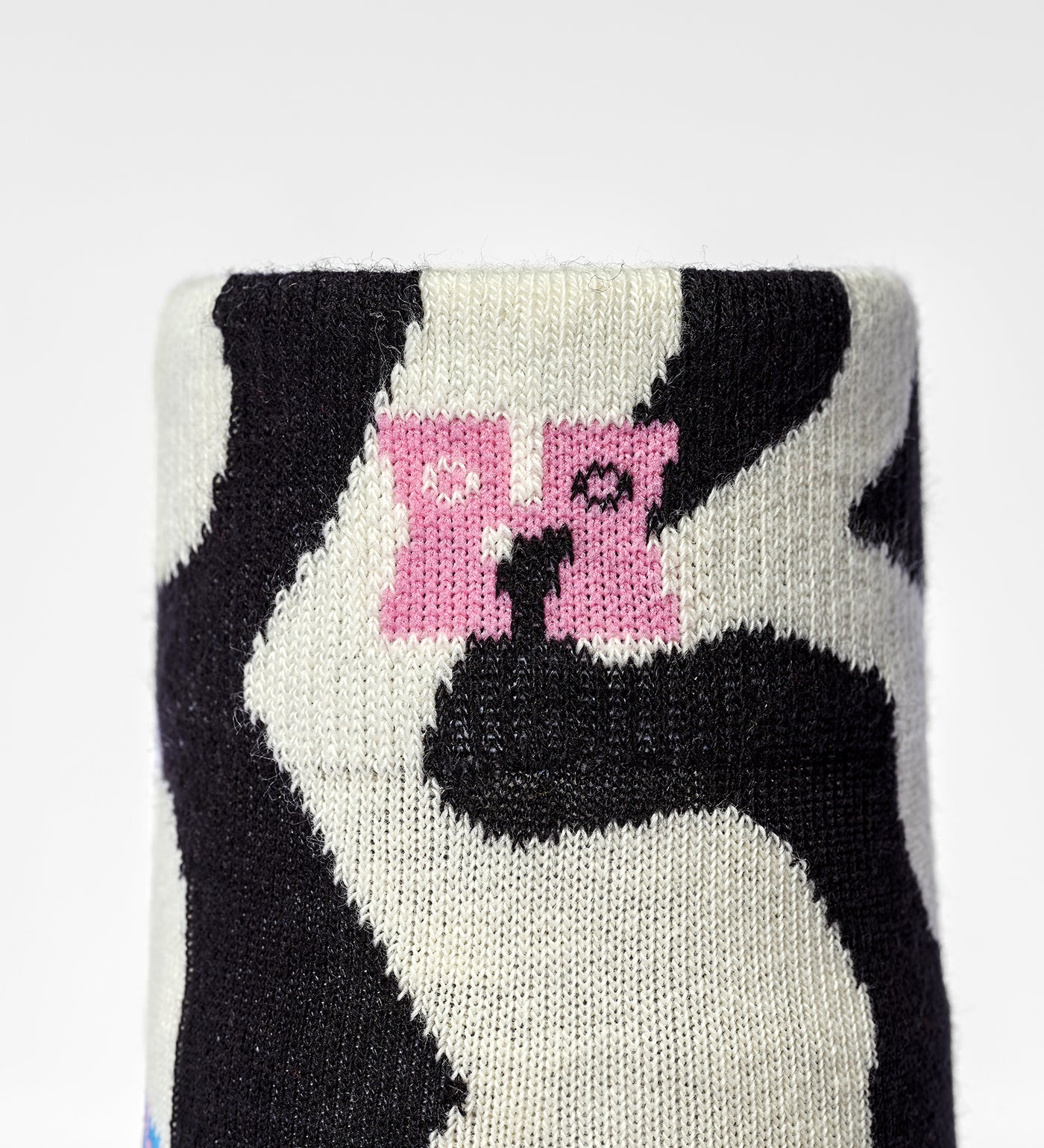 Bright, playful unisex crew socks featuring a distorted checkered pattern, suitable for women and men.