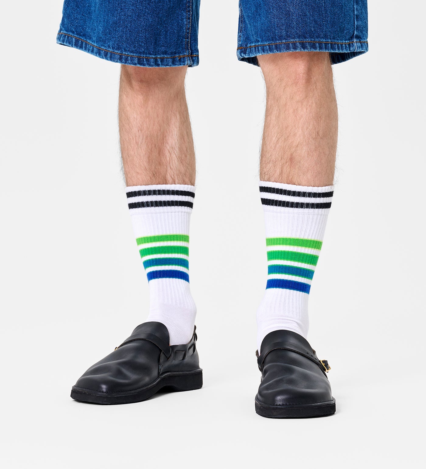 Happy Socks Unisex Street Stripe Sneaker Crew Length Socks for Women and Men