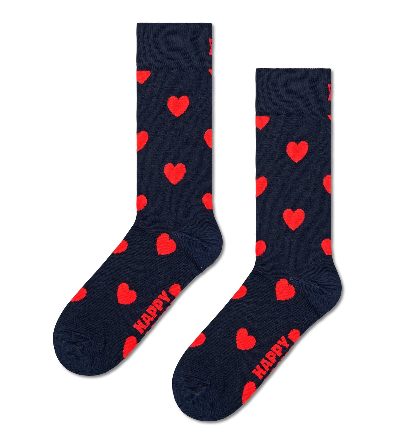 Colorful unisex crew socks with vibrant heart patterns, suitable for both men and women, adding a playful touch to any outfit.