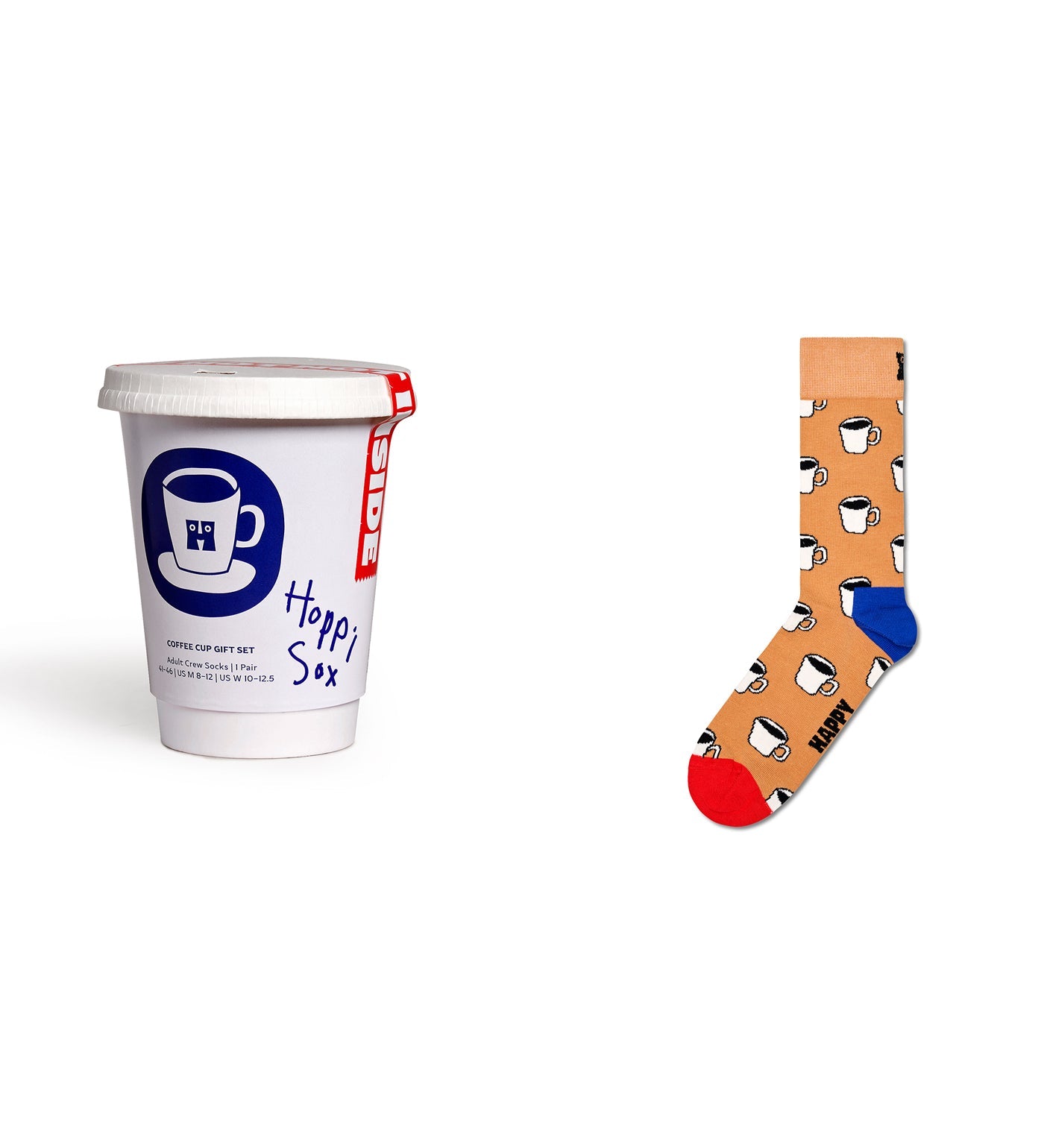 Happy Socks Unisex 1-Pack Coffee Cup Crew Length Socks Gift Set for Women and Men