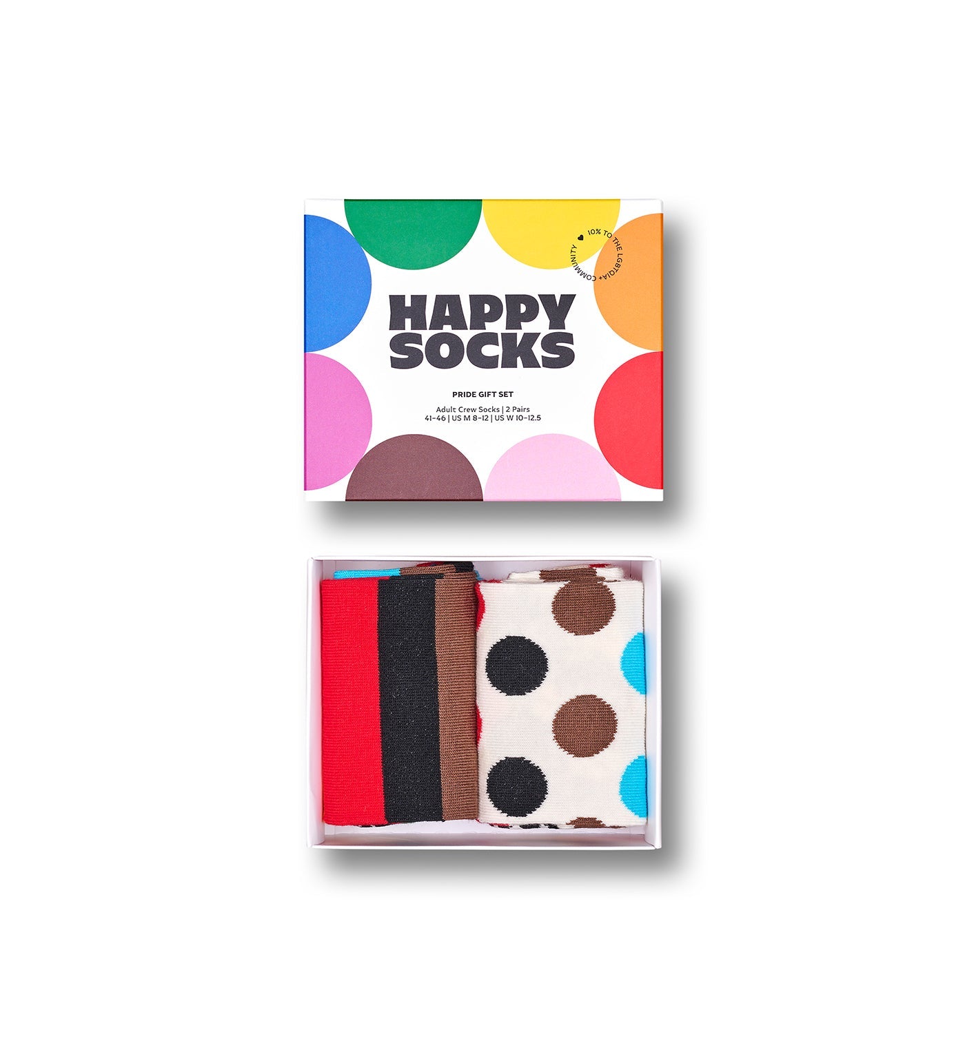 Happy Socks Unisex 2-Pack Pride Designer Crew Length Socks Gift Set for Women and Men