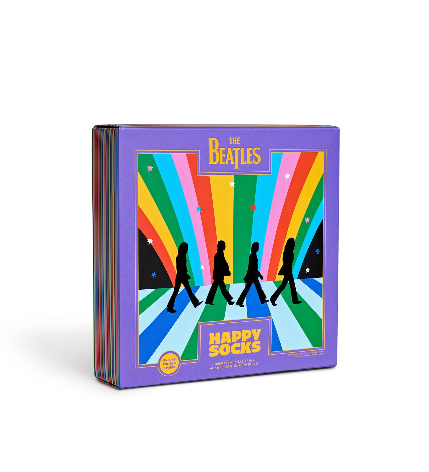 Happy Socks Unisex The Beatles 3-Pack Crew Length Socks Gift Set for Women and Men