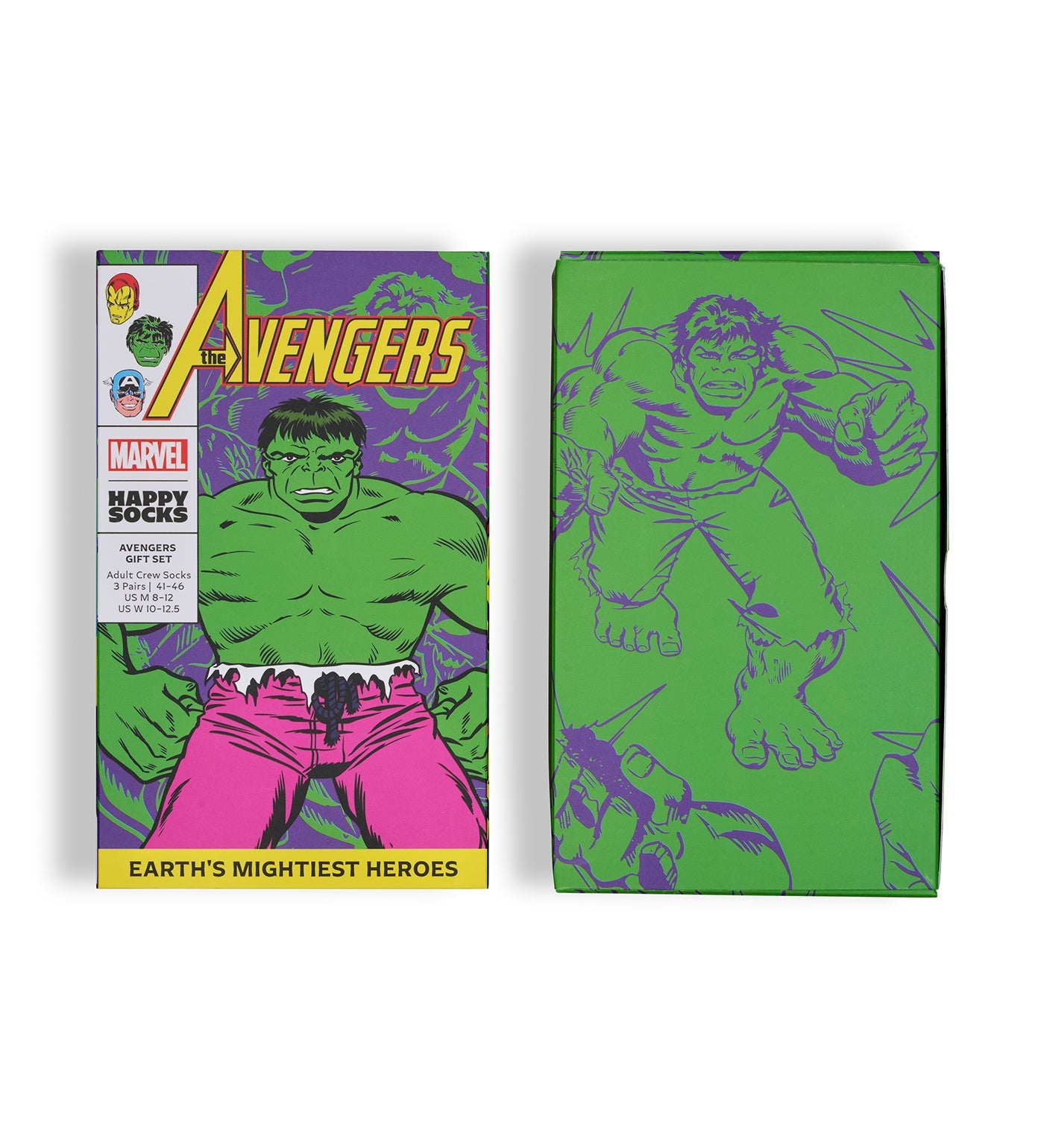 Happy Socks Unisex MARVEL™ Avengers 3-Pack Crew Length Socks Gift Set for Women and Men