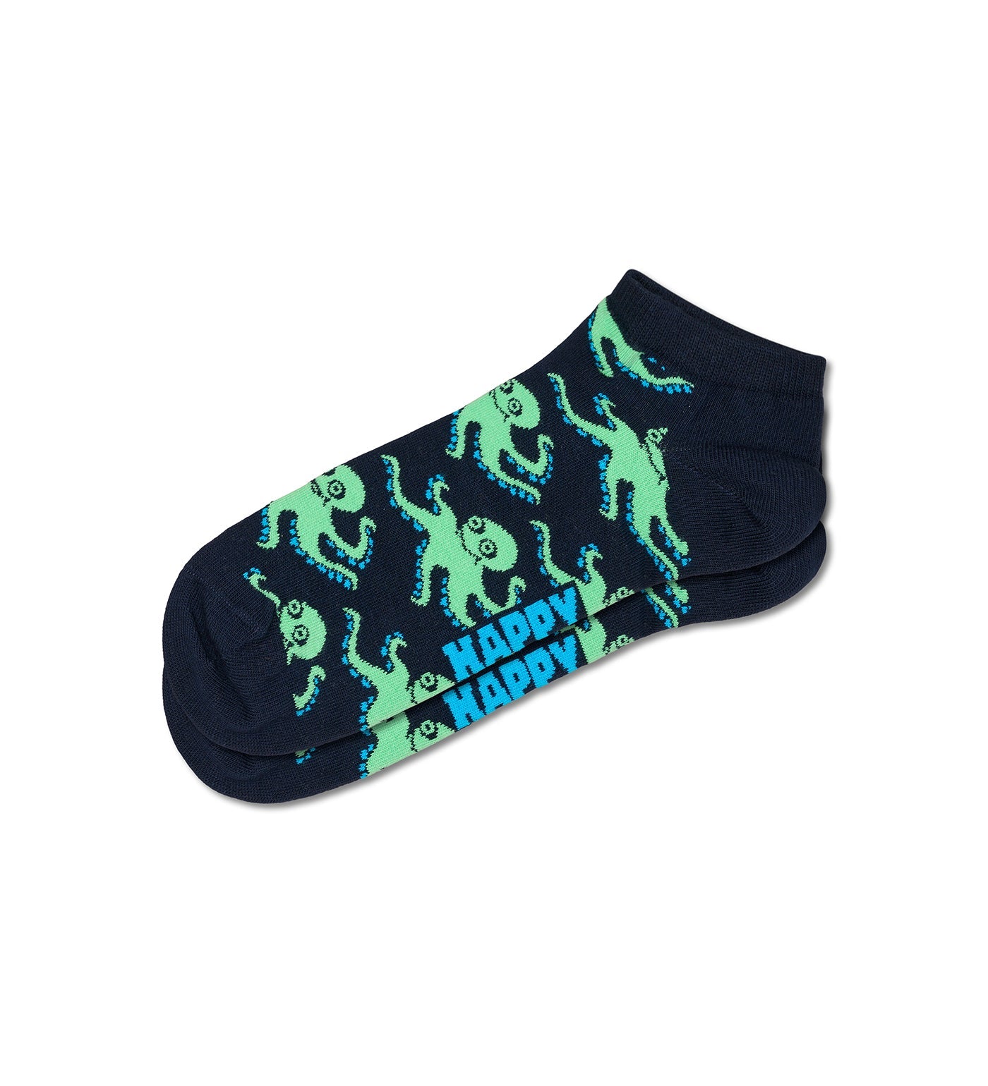 Colorful Happy Socks with playful octopus design, unisex ankle length, perfect for adding a fun touch to any outfit for all genders.