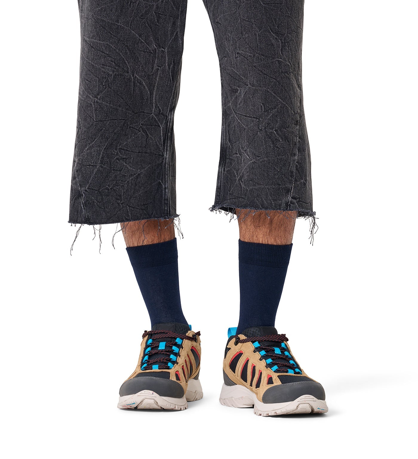 Happy Socks Unisex Navy Blue Solid Color Crew Length Socks for Women and Men