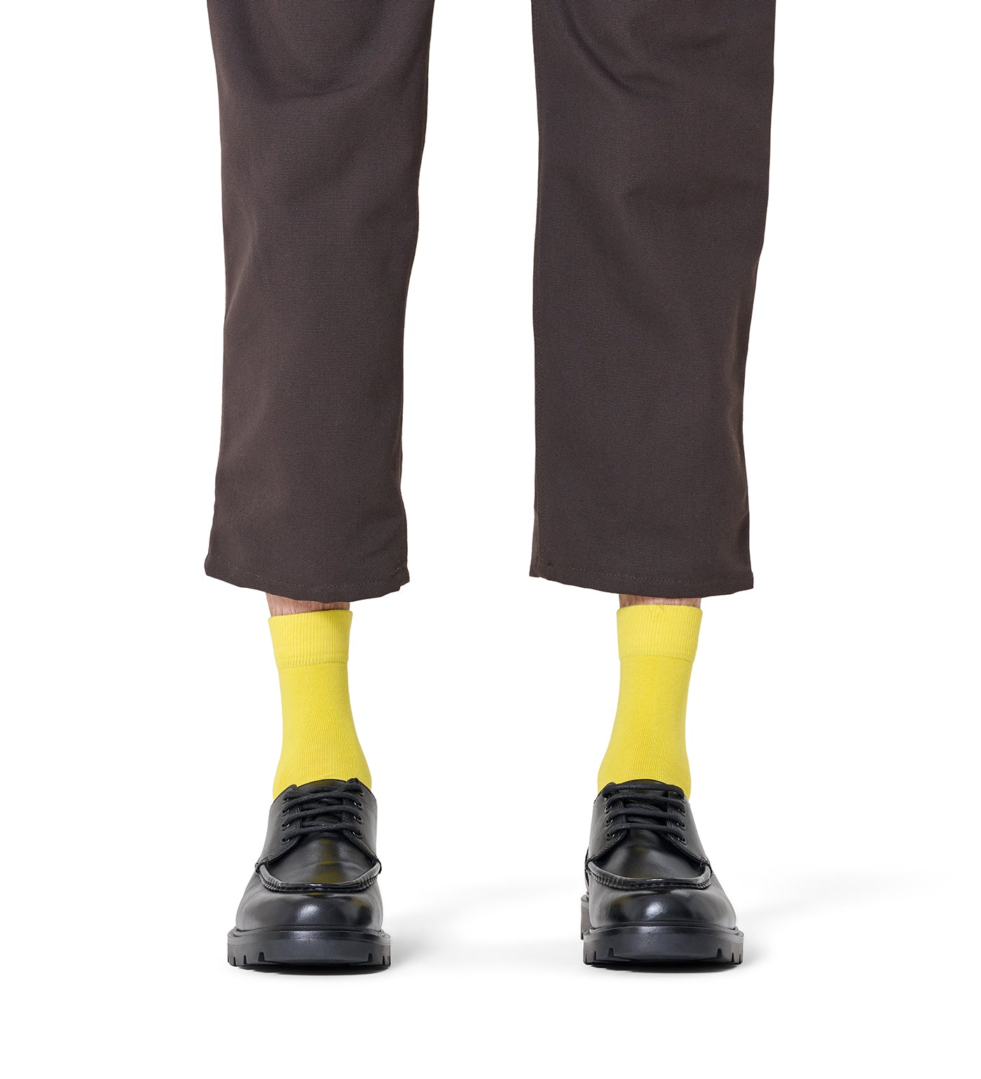 Happy Socks Unisex Yellow Solid Color Crew Length Socks for Women and Men