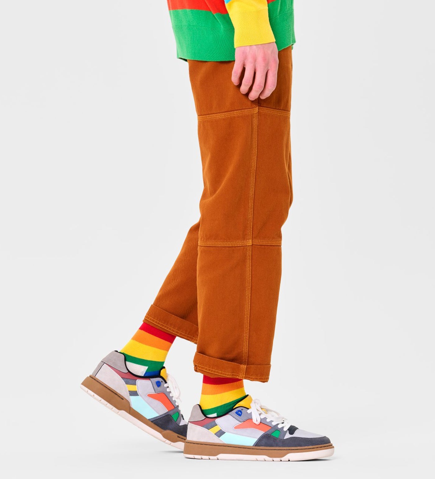 Happy Socks Unisex Pride Stripe Crew Length Socks for Women and Men