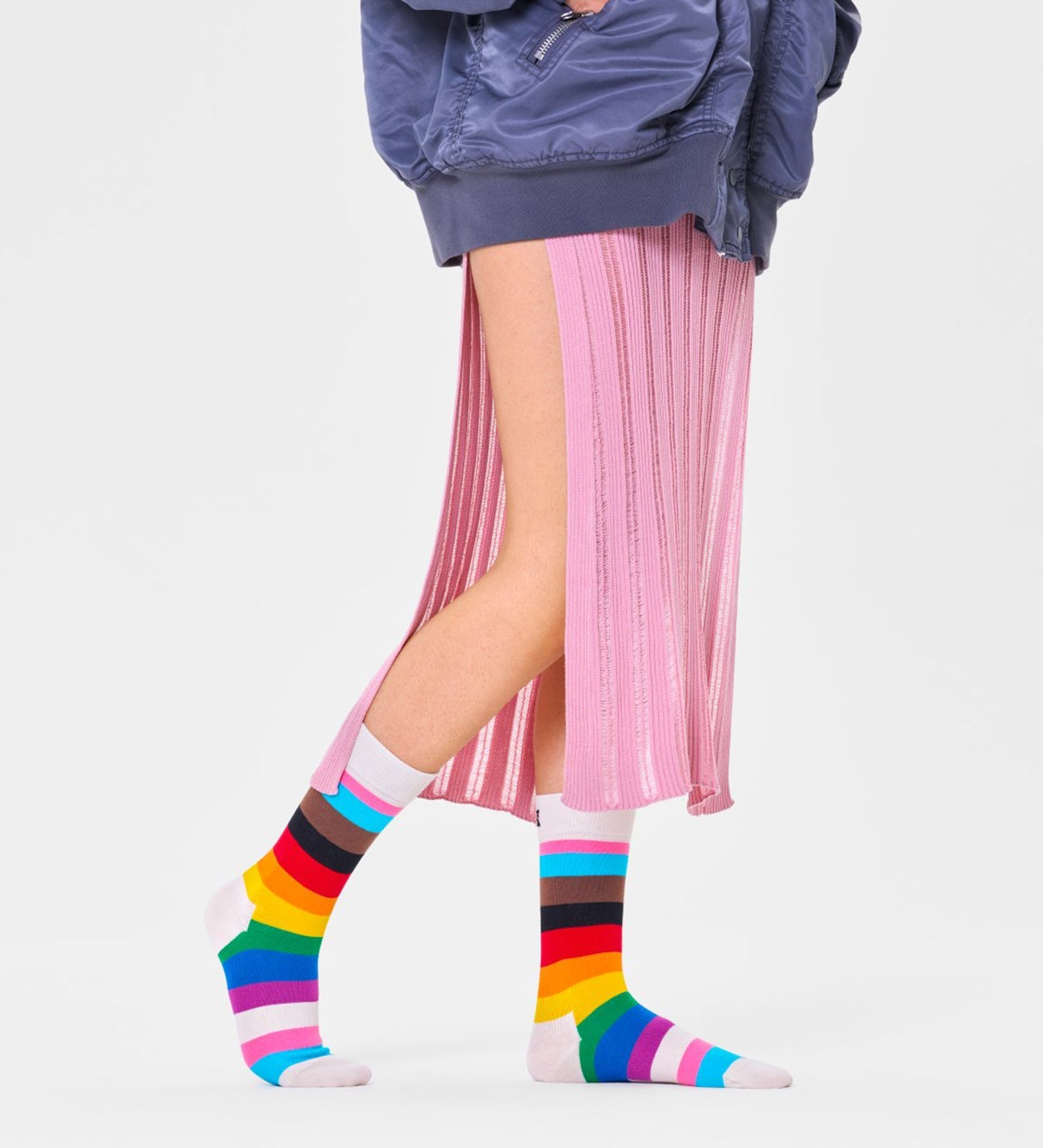 Happy Socks Unisex Pride Stripe Crew Length Socks for Women and Men