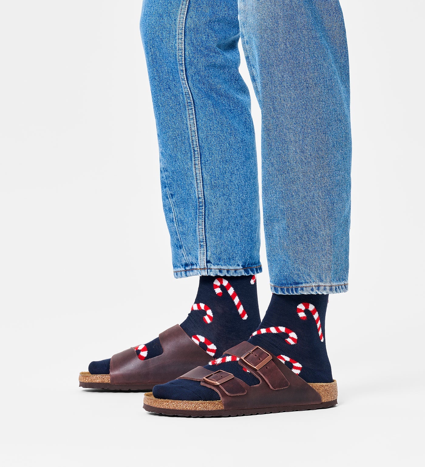 Happy Socks Unisex Candy Cane Crew Length Socks for Women and Men
