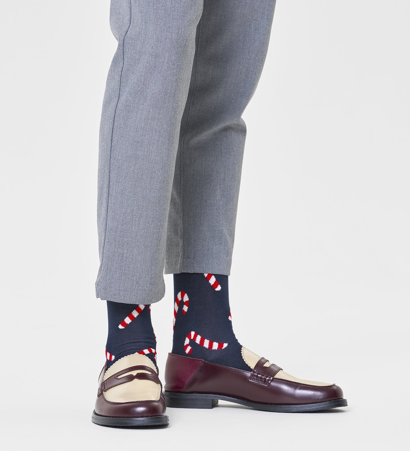 Happy Socks Unisex Candy Cane Crew Length Socks for Women and Men