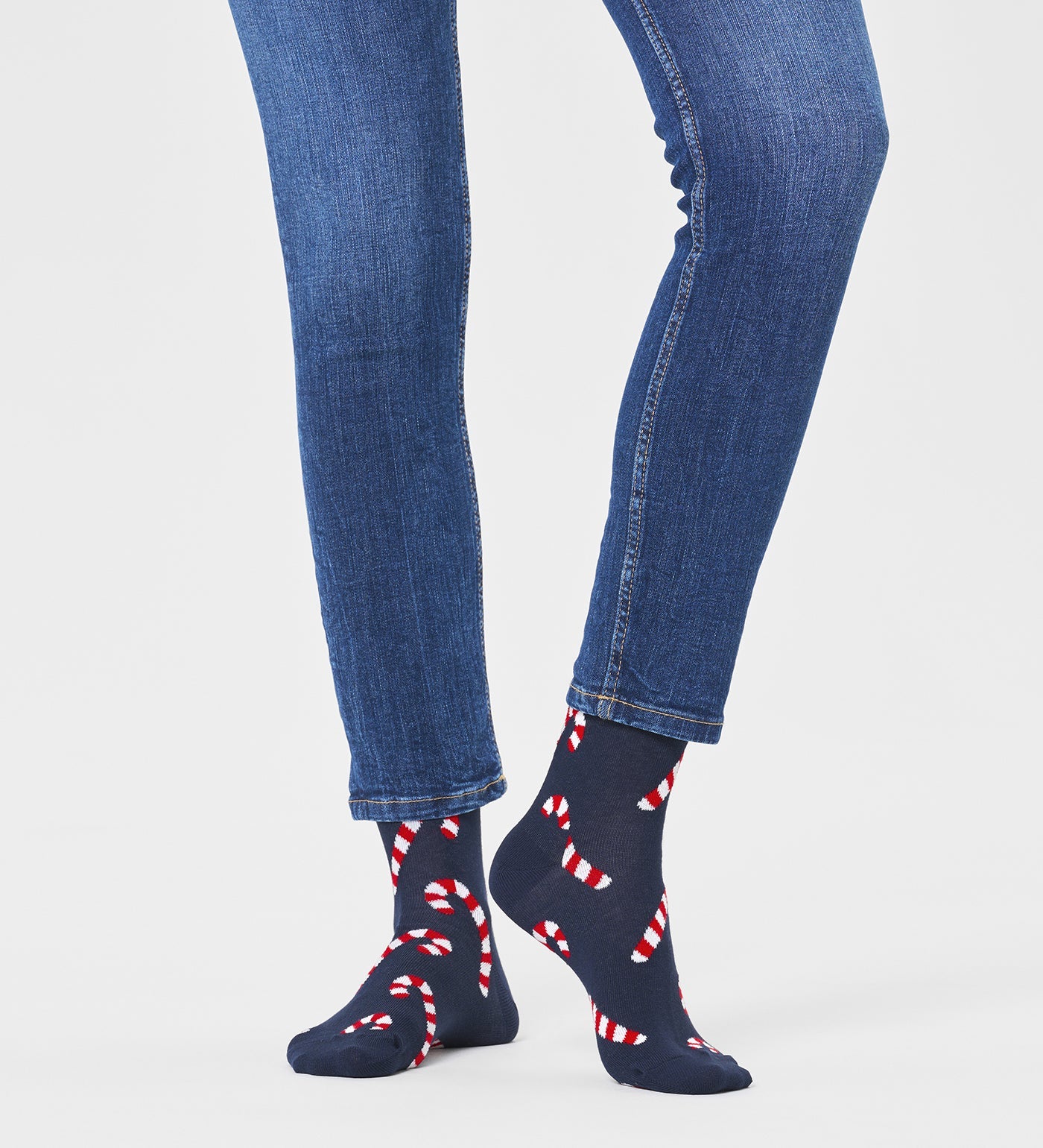 Happy Socks Unisex Candy Cane Crew Length Socks for Women and Men