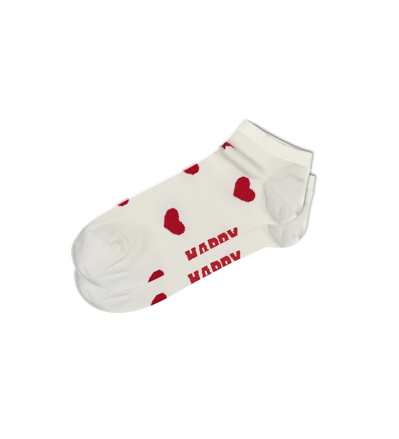 Colorful, heart-patterned ankle socks by Happy Socks; designed for both men and women, perfect for adding a playful touch to any outfit.