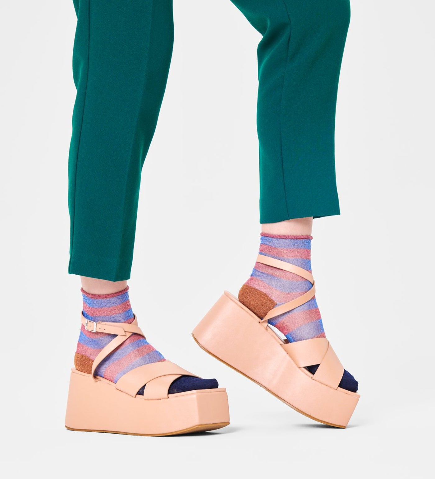 Brightly patterned Happy Socks Franca Calf Length Socks for Women, featuring vibrant colors and playful designs.