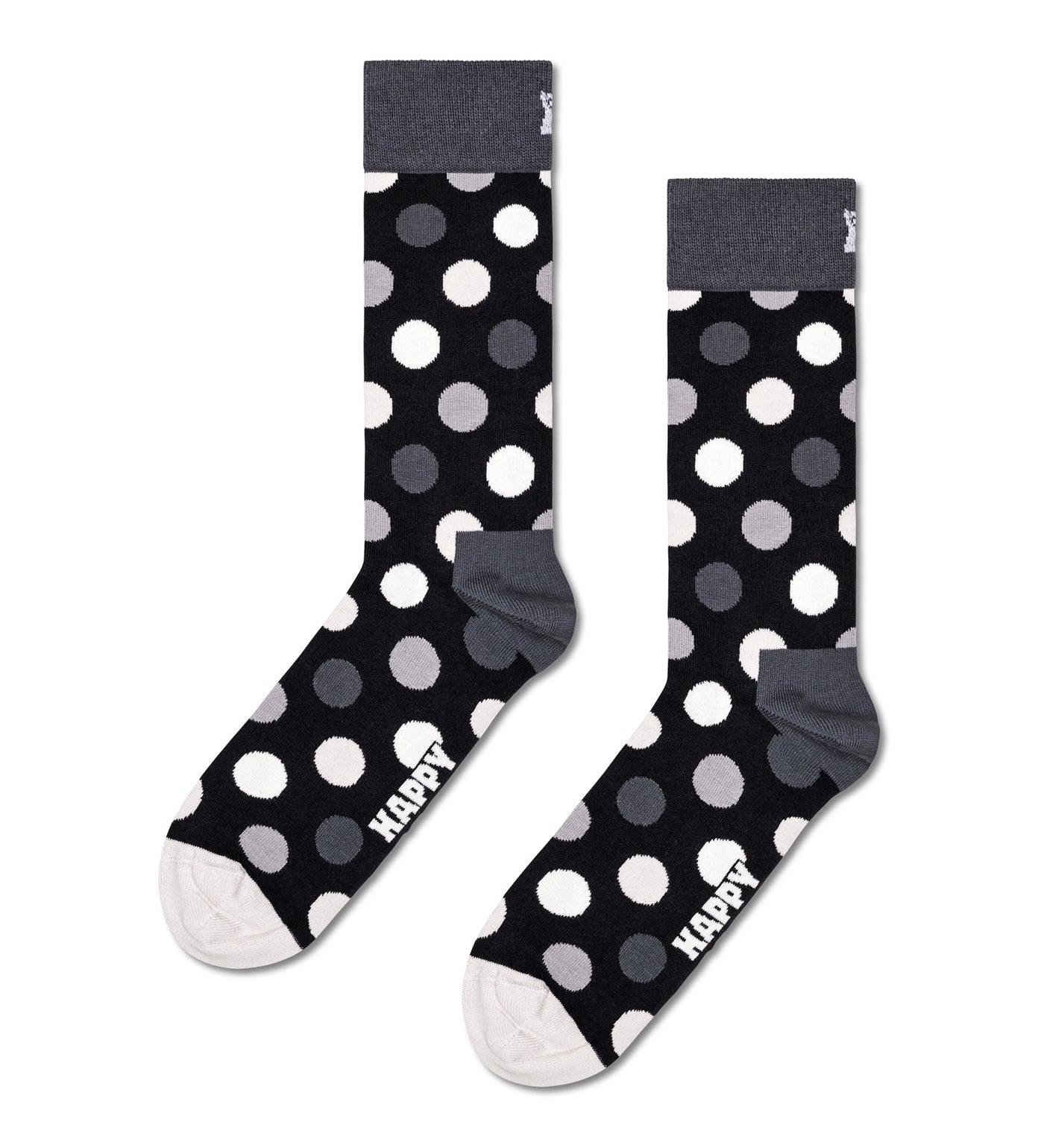 Unisex 4-pack of classic black and white crew-length socks by Happy Socks, perfect gift for women and men.