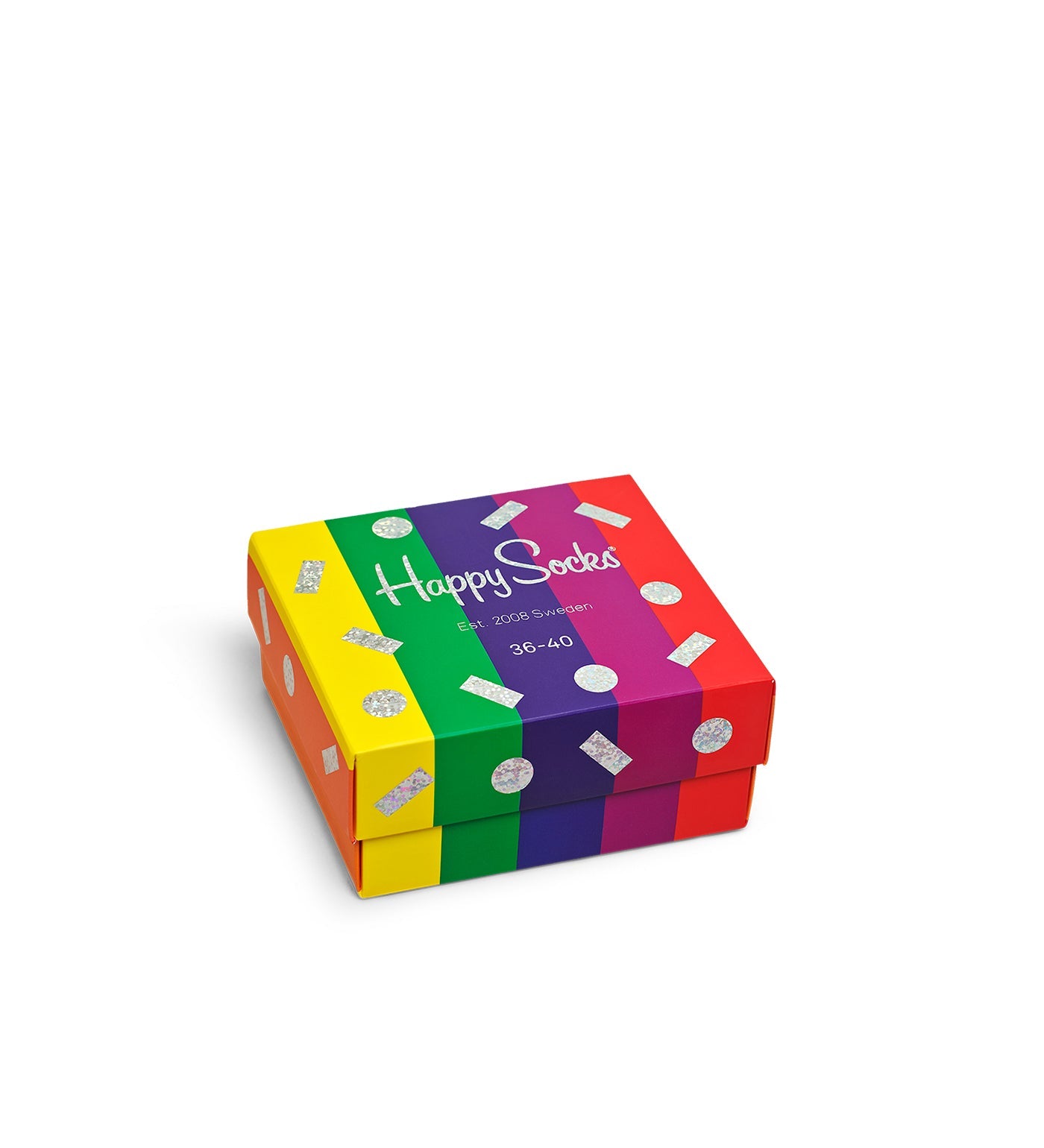 Bright, colorful Pride-themed crew socks in a unisex 2-pack gift set, suitable for both women and men.