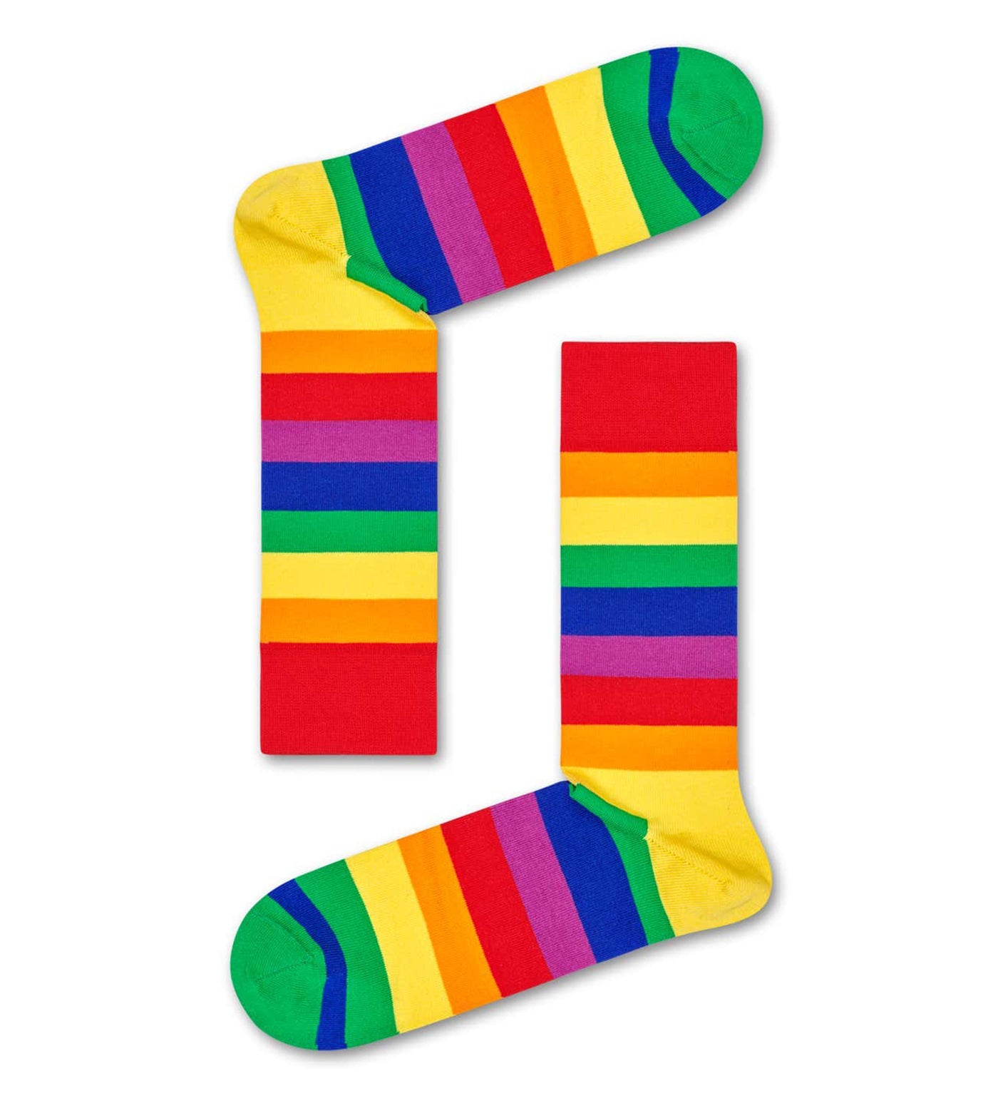 Bright, colorful Pride-themed crew socks in a unisex 2-pack gift set, suitable for both women and men.