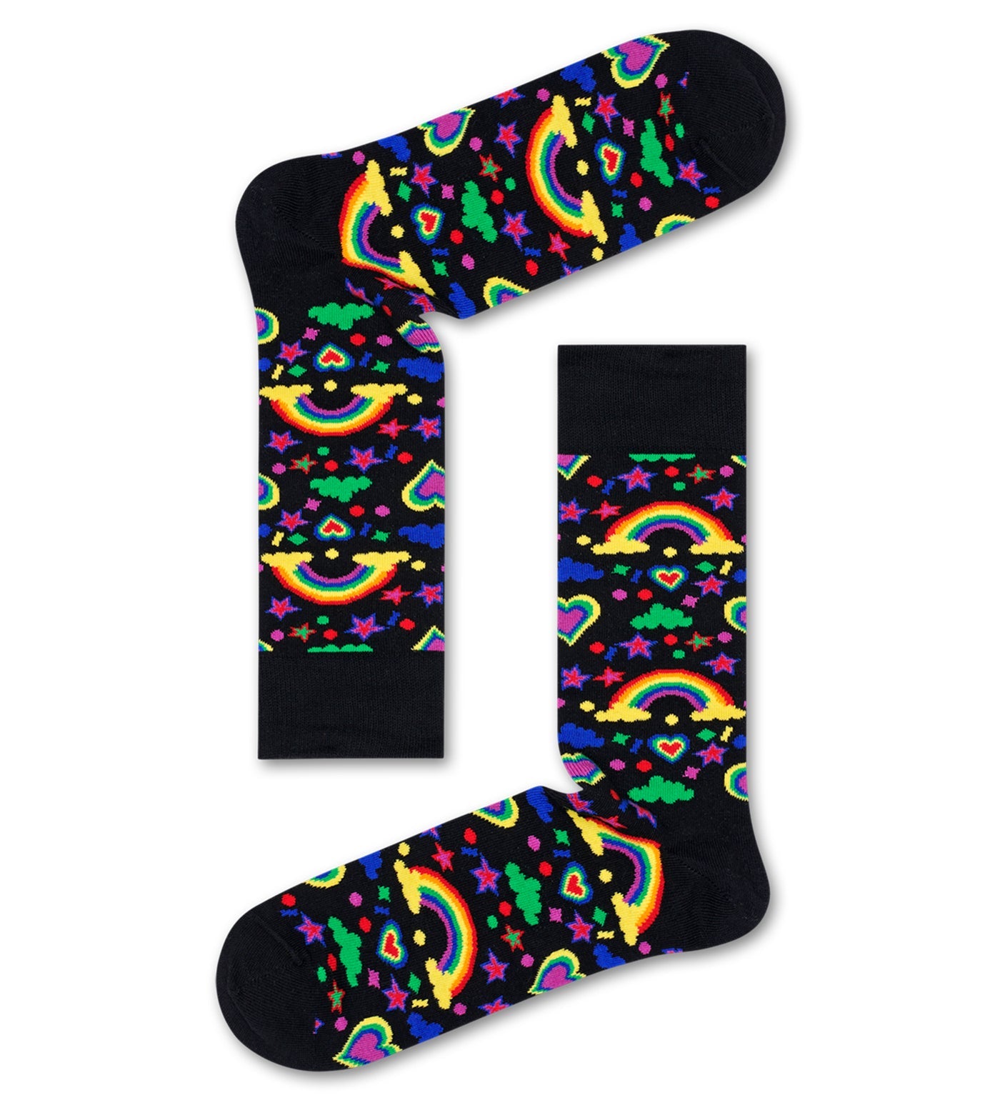 Bright, colorful Pride-themed crew socks in a unisex 2-pack gift set, suitable for both women and men.