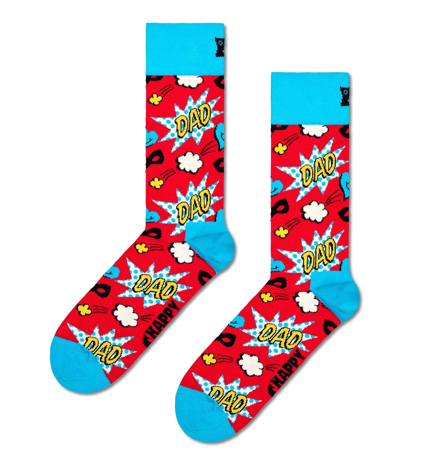 Colorful Happy Socks Unisex Dad Crew Length Socks for all genders, featuring vibrant patterns and a comfortable fit.