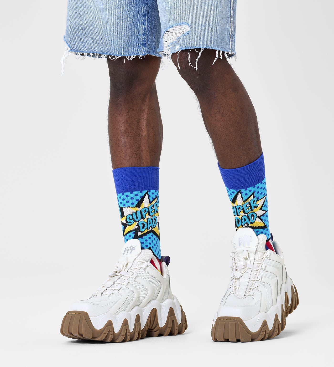 Happy Socks Unisex Super Dad Crew Length Socks for Women and Men