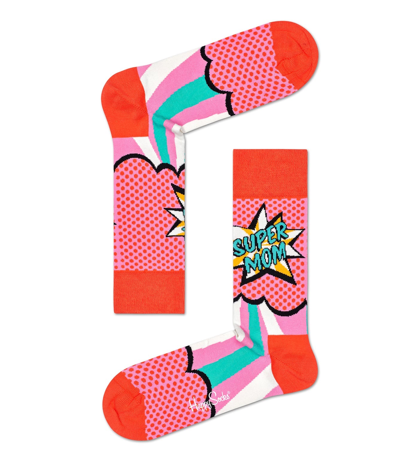 Happy Socks Unisex Super Mom Crew Length Socks for Women and Men