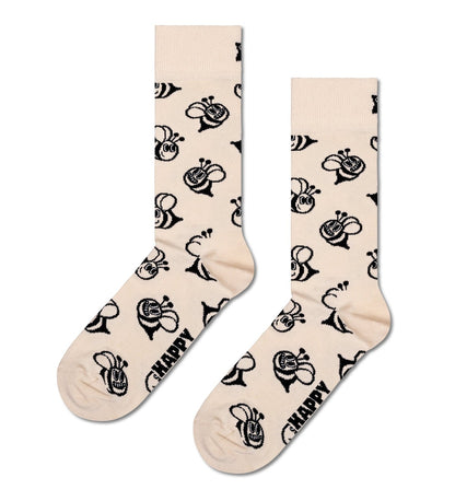 Colorful bee pattern crew socks for women and men, unisex, comfortable fit, vibrant design, perfect for casual wear and expression.