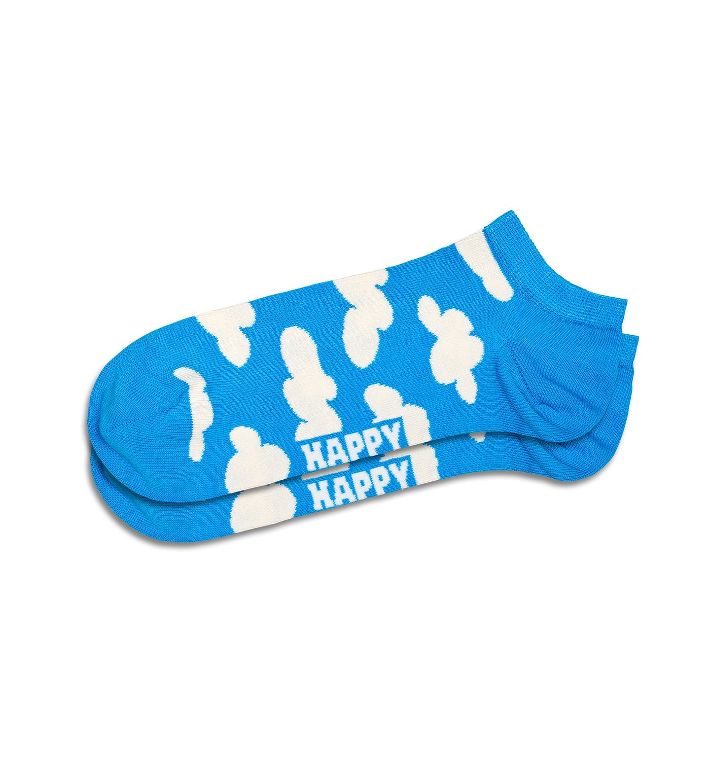 Colorful ankle length socks with a cloudy pattern, suitable for all genders. Perfect for adding a fun touch to any outfit.
