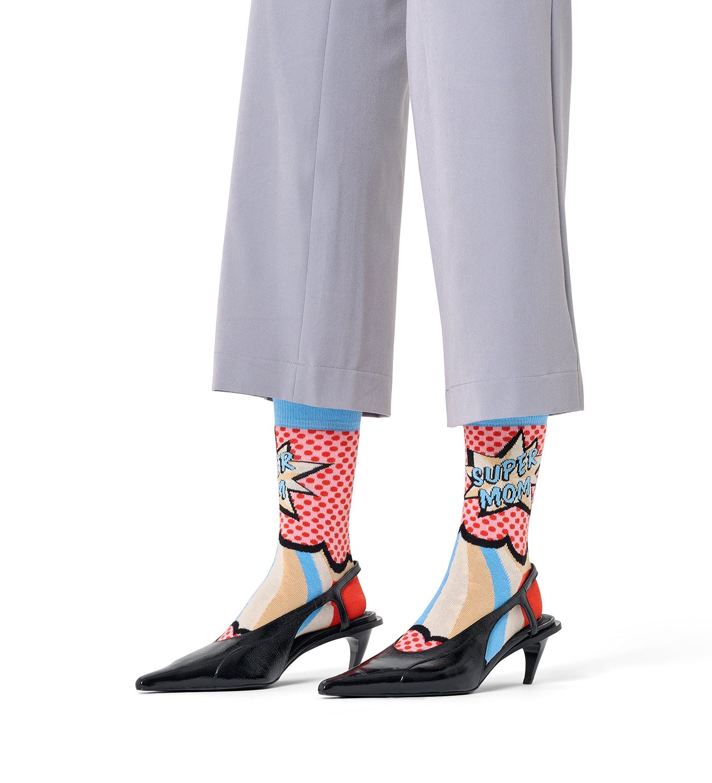 Happy Socks Unisex Super Mom Printed Crew Length Socks for Women and Men