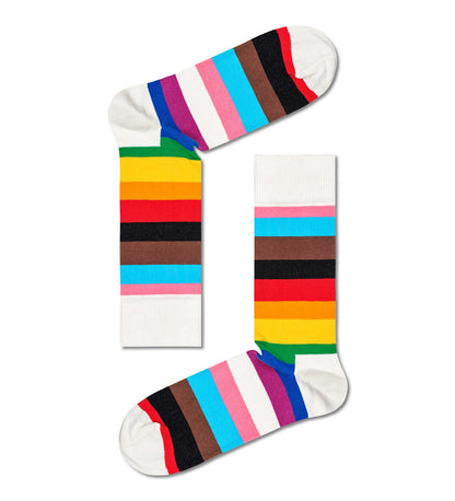 Happy Socks Unisex Pride Stripe Crew Length Socks for Women and Men