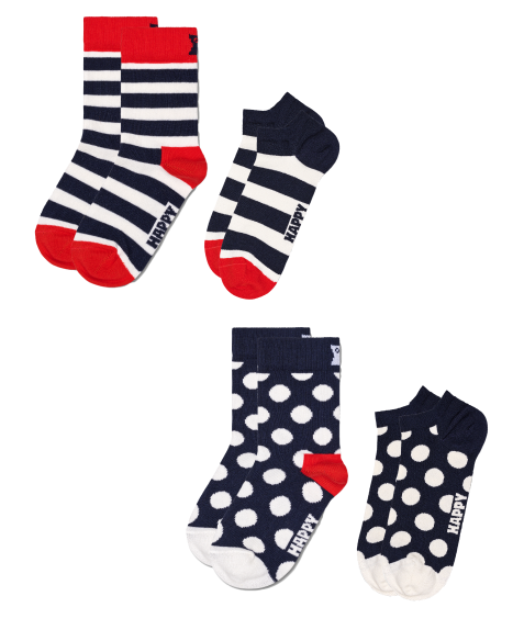 Mini & Me: Polka Dot & Stripe Low Sock Family Set (4-Pack)