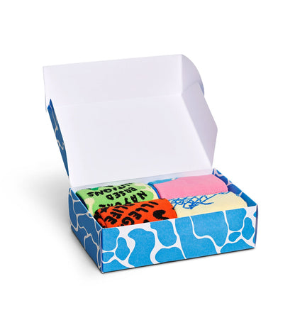 Colorful WWF-themed crew socks gift set for women and men, featuring vibrant patterns in a 4-pack.